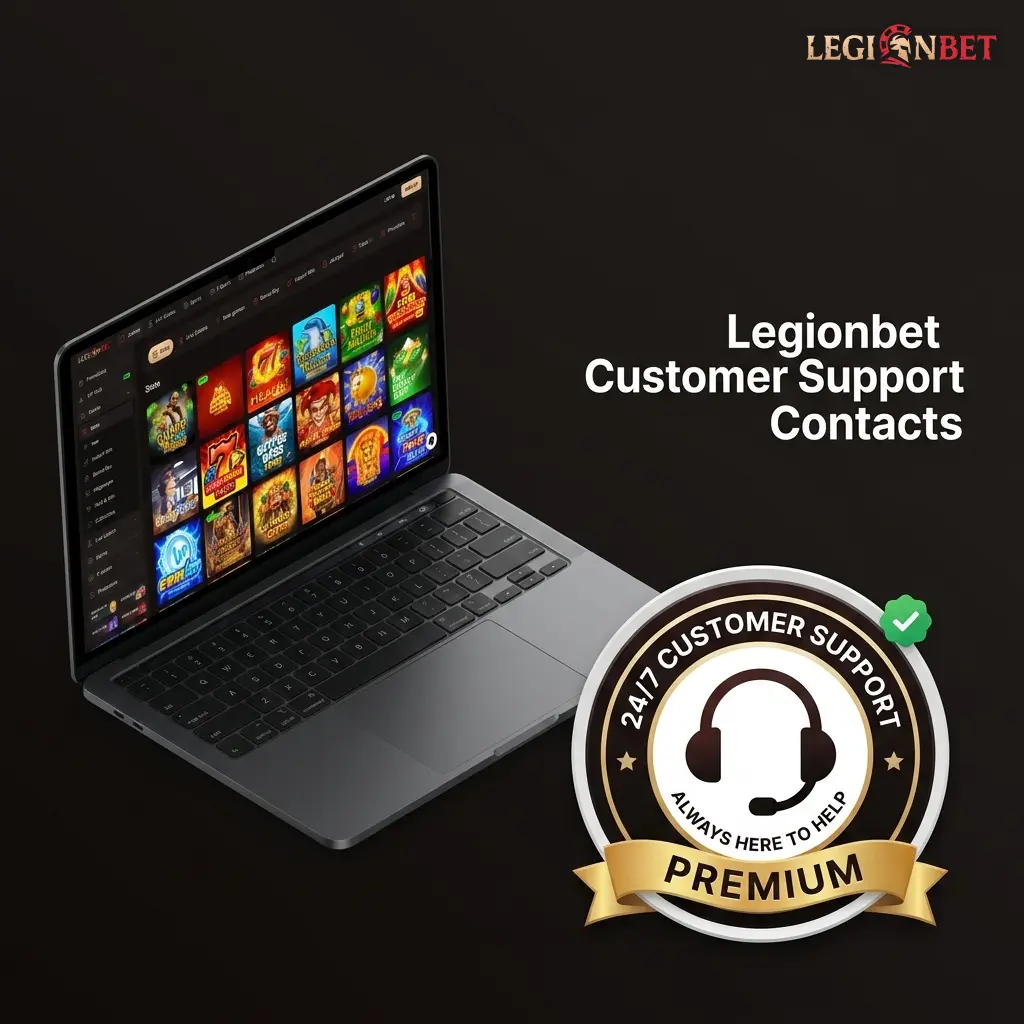 Legionbet customer support contacts showing live chat, email, and Telegram options for UK players
