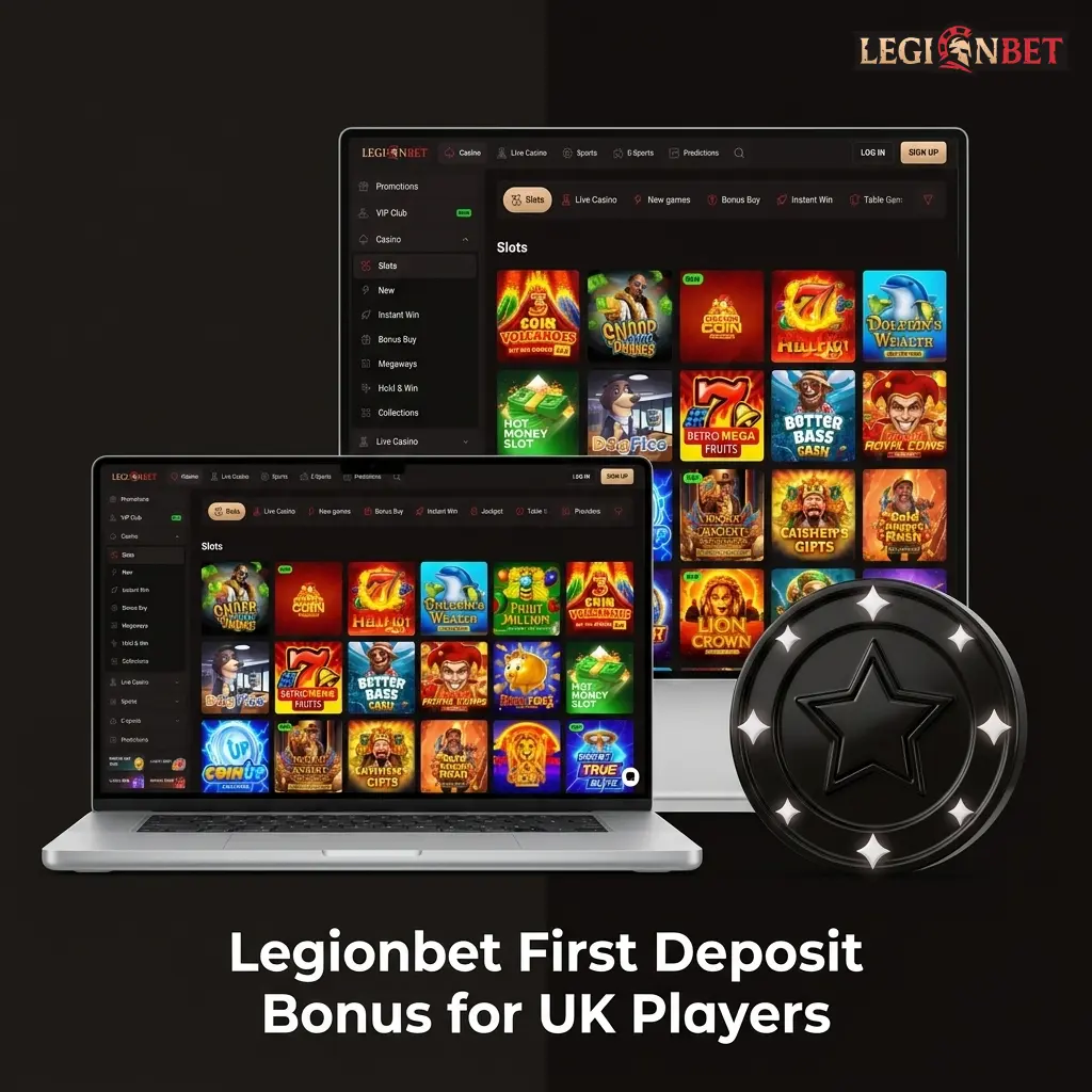 Legionbet first deposit bonus for UK players showing 250% match up to EUR 3,000 plus free spins promo details