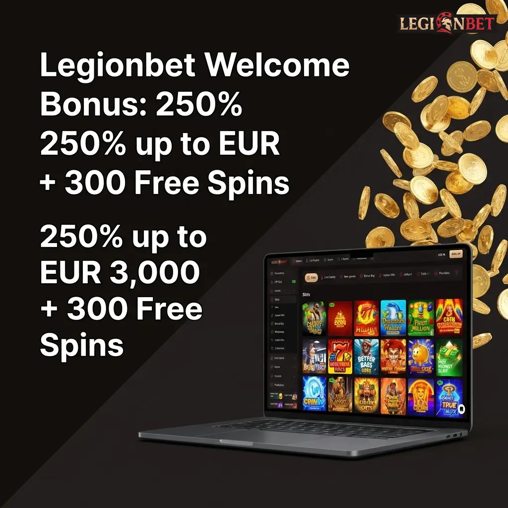 Legionbet welcome bonus: 250% up to EUR 3,000 plus 300 free spins across three deposits for new UK players
