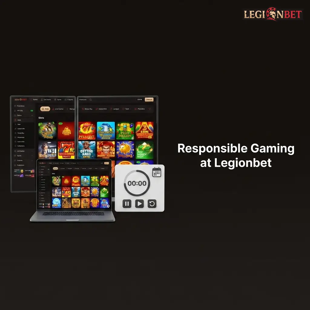 Legionbet responsible gaming tools including deposit limits, loss limits, self-exclusion, and support links to GamCare and BeGambleAware